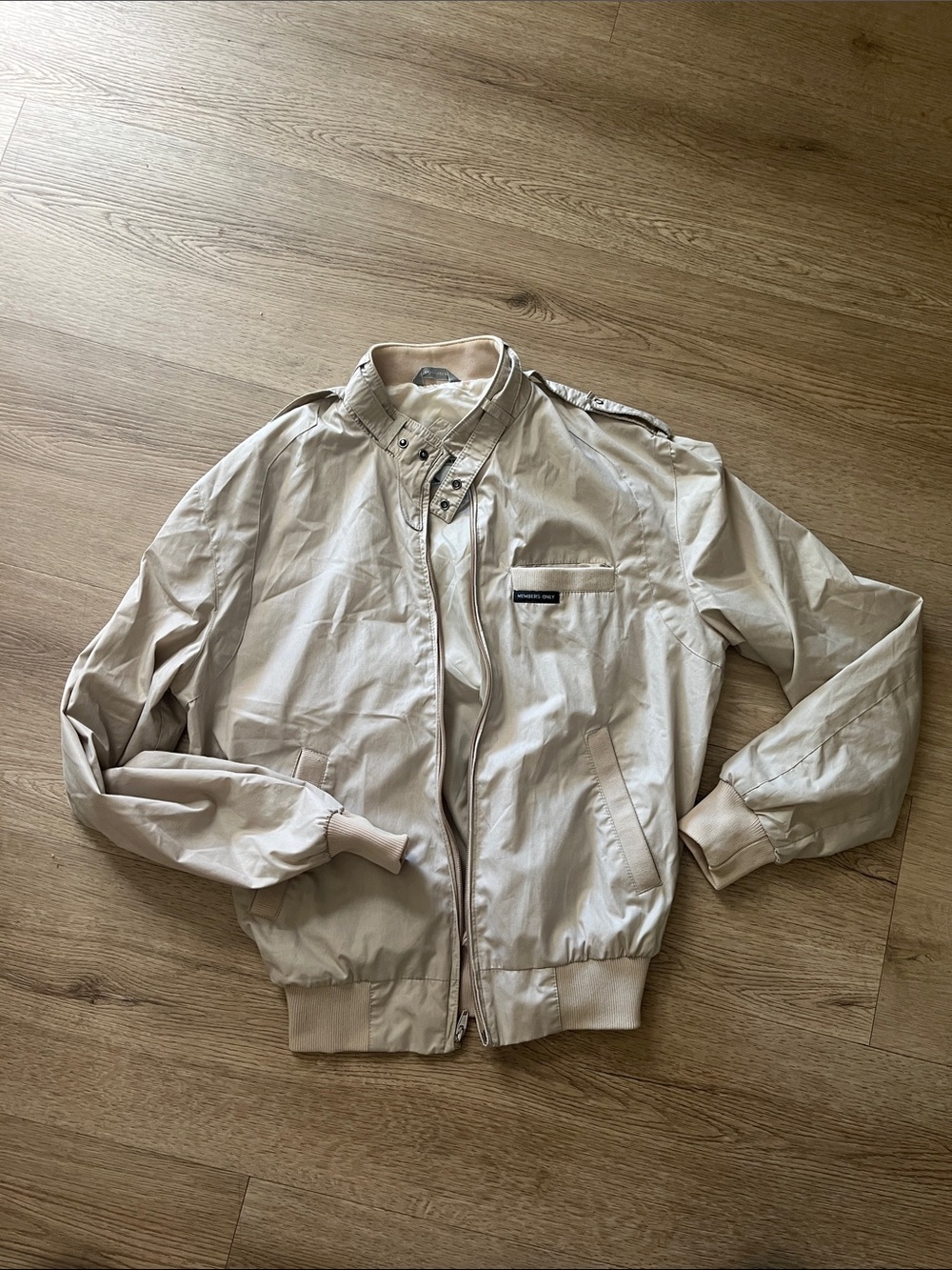 Members Only Beige Bomber Jacket